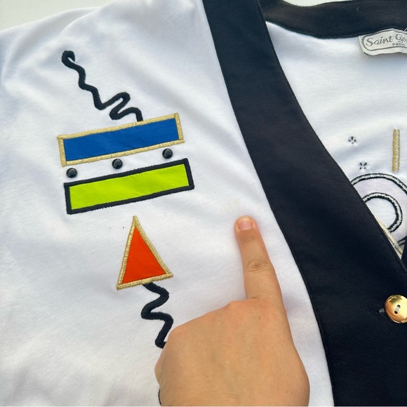 Vintage Retro 80s 90s Bright Color Embroidered Cardigan, Women’s Size Large - Picture 6 of 9